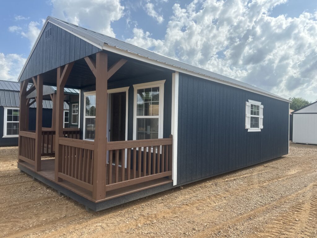 Two connected portable buildings for ranch